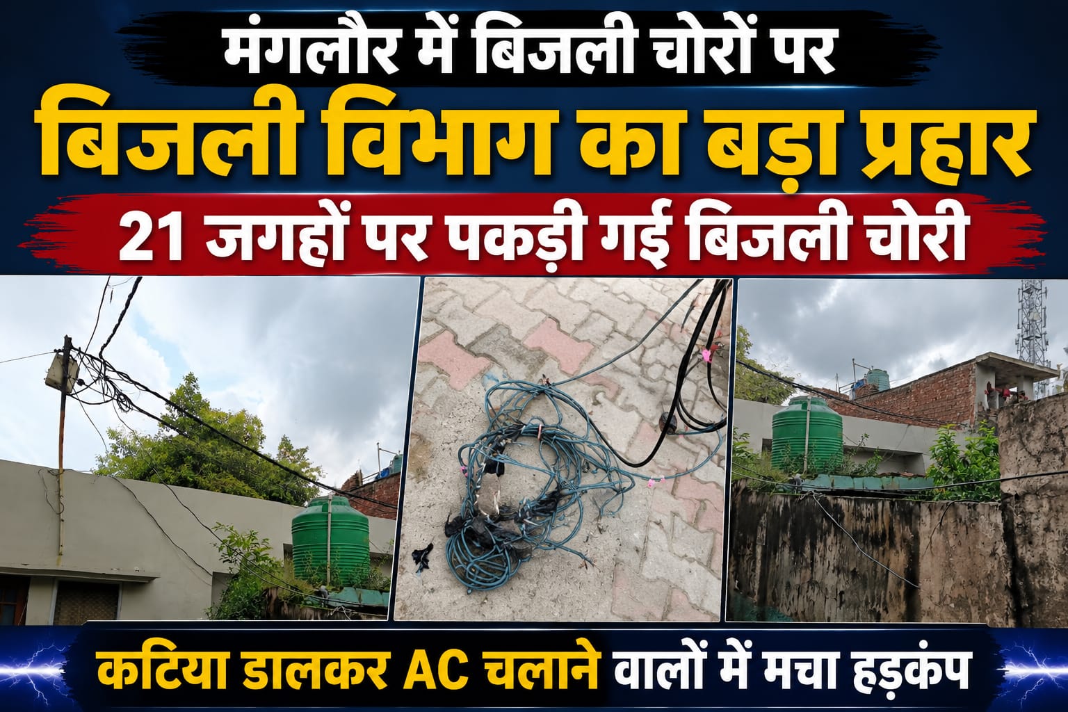मंगलौर में बिजली चोरों पर विद्युत विभाग का बड़ा प्रहार, 21 जगहों पर पकड़ी गई बिजली चोरी