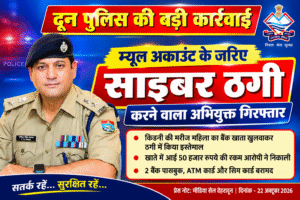 बीमारी के इलाज की मदद का झांसा, महिला का बैंक खाता खुलवाकर साइबर ठगी में किया इस्तेमाल; दून पुलिस ने शातिर आरोपी चमन को दबोचा
